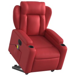 Fauteuil inclinable de massage électrique rouge similicuir 