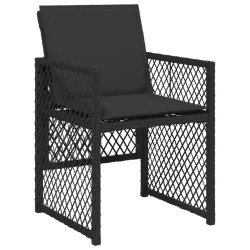 Ensemble à manger de jardin coussins 7 pcs noir résine tressée 