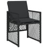 Ensemble à manger de jardin coussins 7 pcs noir résine tressée 