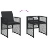 Ensemble à manger de jardin coussins 7 pcs noir résine tressée 