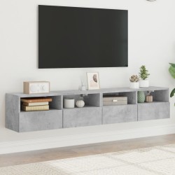 Meubles TV muraux 2 pcs gris béton 80x30x30cm bois d'ingénierie 