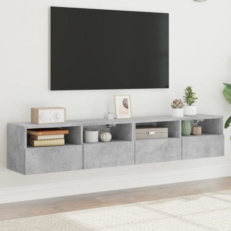 Meubles TV muraux 2 pcs gris béton 80x30x30cm bois d'ingénierie 