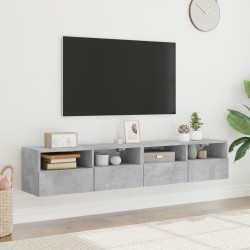 Meubles TV muraux 2 pcs gris béton 80x30x30cm bois d'ingénierie 