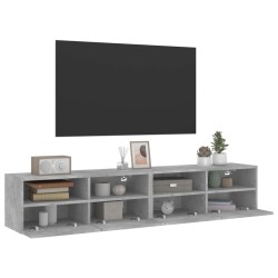 Meubles TV muraux 2 pcs gris béton 80x30x30cm bois d'ingénierie 