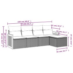 Salon de jardin 5 pcs avec coussins gris résine tressée 