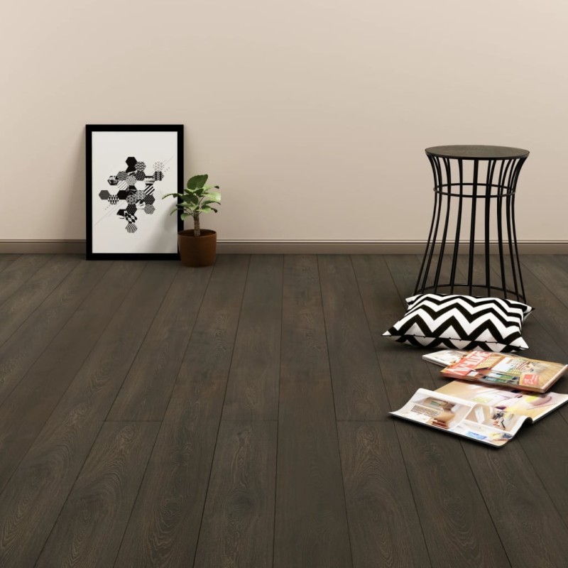 Dalles de plancher autoadhésives 4,46 m² 3 mm PVC marron foncé 
