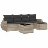 Salon de jardin 6 pcs avec coussins gris clair résine tressée 