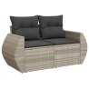 Salon de jardin 6 pcs avec coussins gris clair résine tressée 
