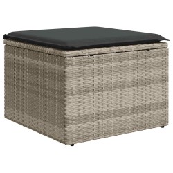 Salon de jardin 6 pcs avec coussins gris clair résine tressée 