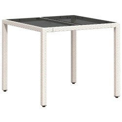 Ensemble à manger de jardin et coussins 5 pcs blanc rotin verre 
