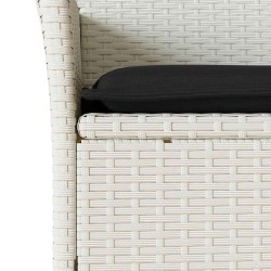 Ensemble à manger de jardin et coussins 5 pcs blanc rotin verre 
