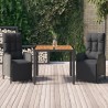 Ensemble à manger de jardin avec coussins 3 pcs Noir 