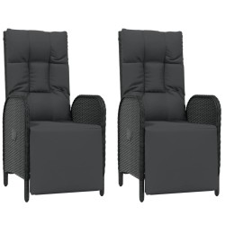 Ensemble à manger de jardin avec coussins 3 pcs Noir 