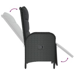 Ensemble à manger de jardin avec coussins 3 pcs Noir 