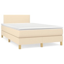 Sommier à lattes de lit avec matelas crème 120x190 cm tissu 
