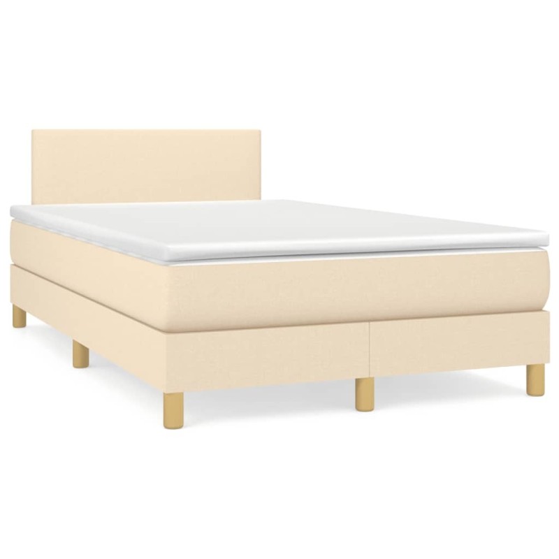 Sommier à lattes de lit avec matelas crème 120x190 cm tissu 