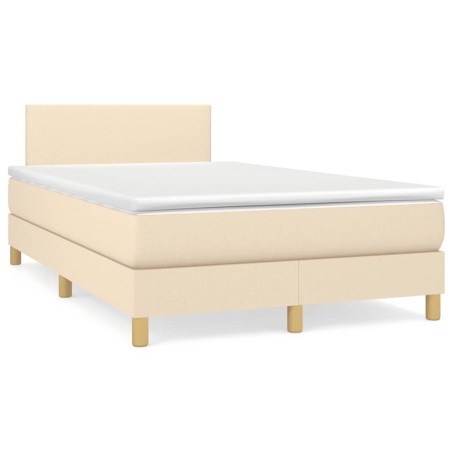 Sommier à lattes de lit avec matelas crème 120x190 cm tissu 