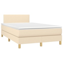 Sommier à lattes de lit avec matelas crème 120x190 cm tissu 
