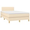 Sommier à lattes de lit avec matelas crème 120x190 cm tissu 