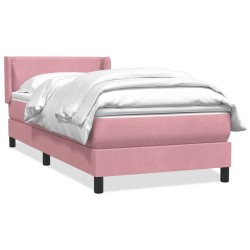 Sommier à lattes de lit avec matelas rose 100x220 cm velours 