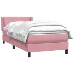 Sommier à lattes de lit avec matelas rose 100x220 cm velours 