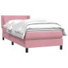 Sommier à lattes de lit avec matelas rose 100x220 cm velours 