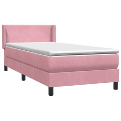 Sommier à lattes de lit avec matelas rose 100x220 cm velours 
