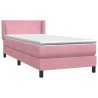 Sommier à lattes de lit avec matelas rose 100x220 cm velours 