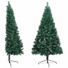 Demi-arbre de Noël artificiel pré-éclairé et boules vert 240 cm 