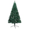 Demi-arbre de Noël artificiel pré-éclairé et boules vert 240 cm 