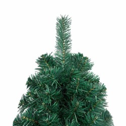 Demi-arbre de Noël artificiel pré-éclairé et boules vert 240 cm 