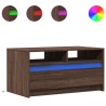 Table basse avec lumières LED chêne marron bois d'ingénierie 