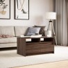 Table basse avec lumières LED chêne marron bois d'ingénierie 