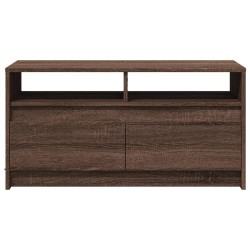 Table basse avec lumières LED chêne marron bois d'ingénierie 