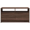 Table basse avec lumières LED chêne marron bois d'ingénierie 