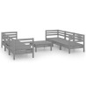 Salon de jardin 7 pcs Gris Bois de pin massif 