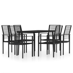 Ensemble à manger de jardin 7 pcs Noir 