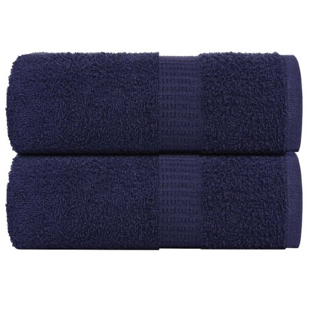 Serviettes de visage 2 pcs bleu marine 30x30 cm 100% coton 