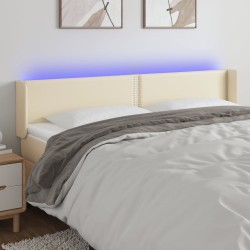 Tête de lit à LED Crème 163x16x78/88 cm Similicuir 