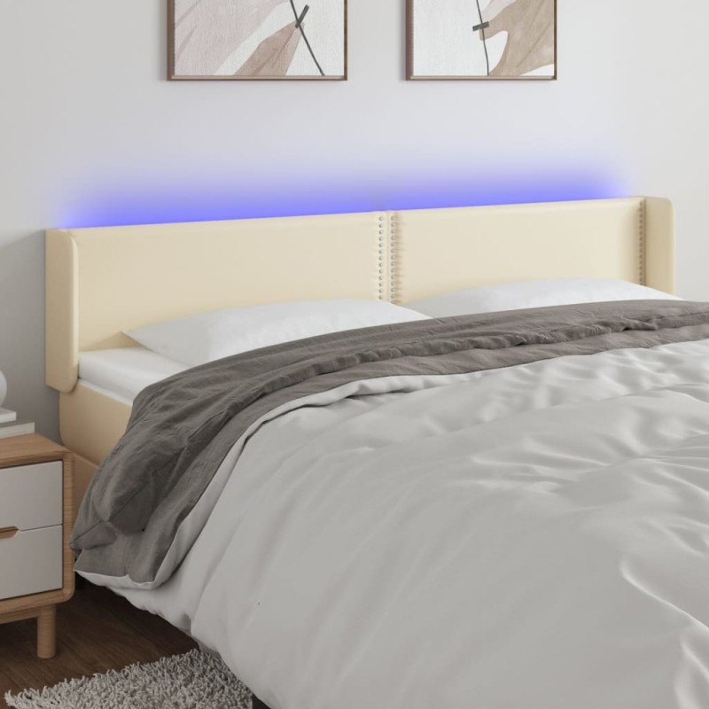 Tête de lit à LED Crème 163x16x78/88 cm Similicuir 
