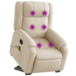 Fauteuil inclinable de massage électrique Crème Tissu 