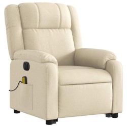 Fauteuil inclinable de massage électrique Crème Tissu 