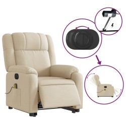 Fauteuil inclinable de massage électrique Crème Tissu 