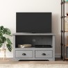 Meuble TV avec 2 tiroirs BODO gris bois de pin massif 