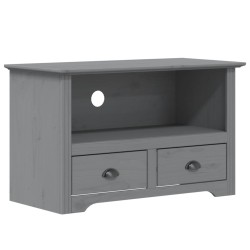 Meuble TV avec 2 tiroirs BODO gris bois de pin massif 