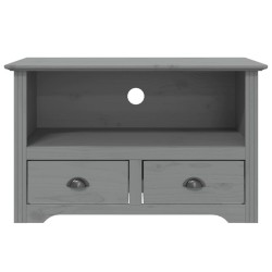 Meuble TV avec 2 tiroirs BODO gris bois de pin massif 