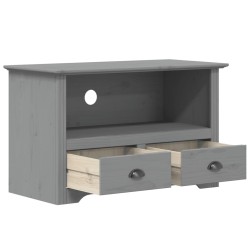 Meuble TV avec 2 tiroirs BODO gris bois de pin massif 