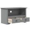 Meuble TV avec 2 tiroirs BODO gris bois de pin massif 