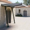 Auvent manuel rétractable avec poteaux 3x2,5 m Bleu et blanc 