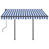 Auvent manuel rétractable avec poteaux 3x2,5 m Bleu et blanc 